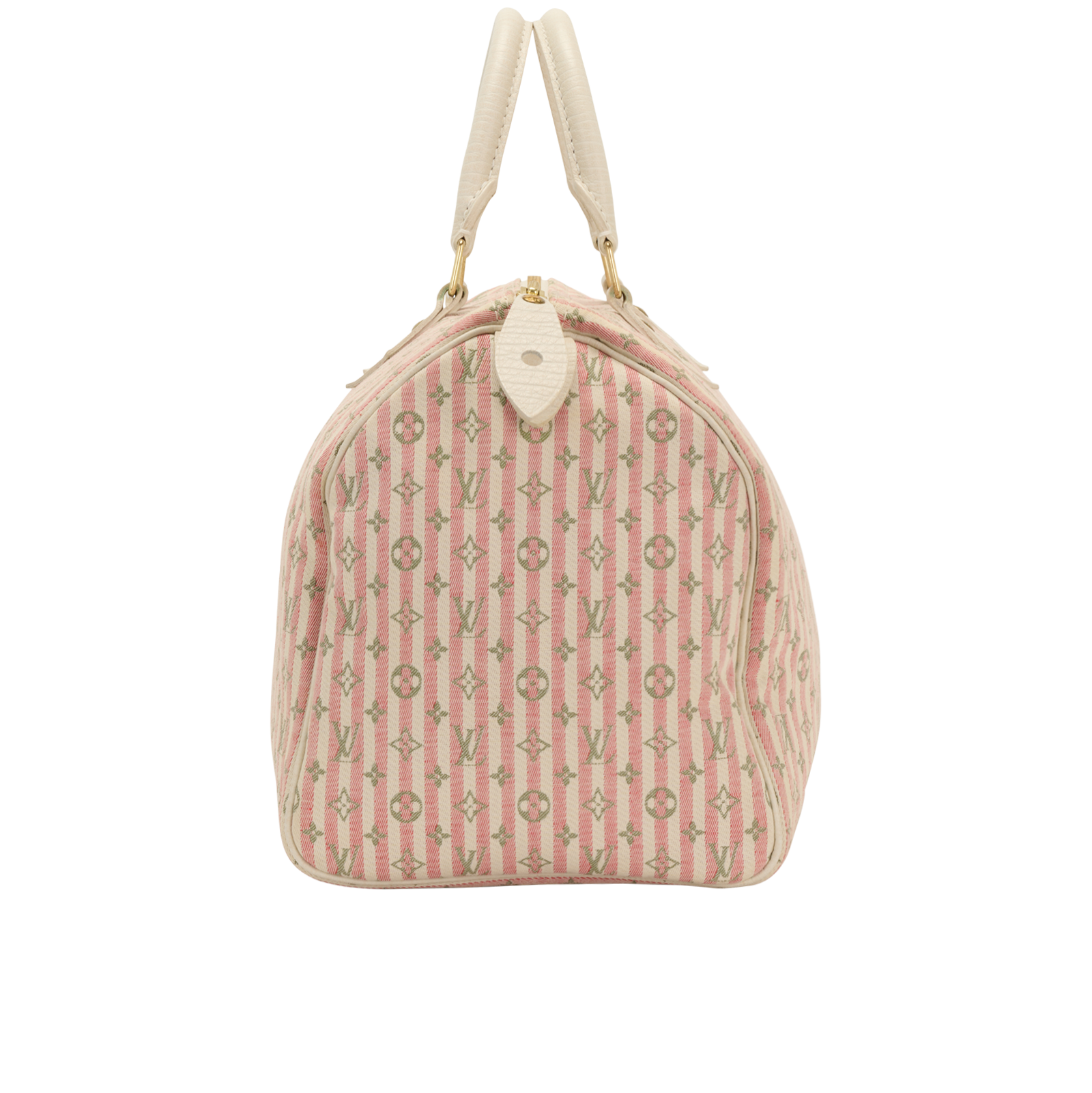 Mini Lin Speedy 30, &pound;595, Handbags, Pink/White, Fabric, Bottom view